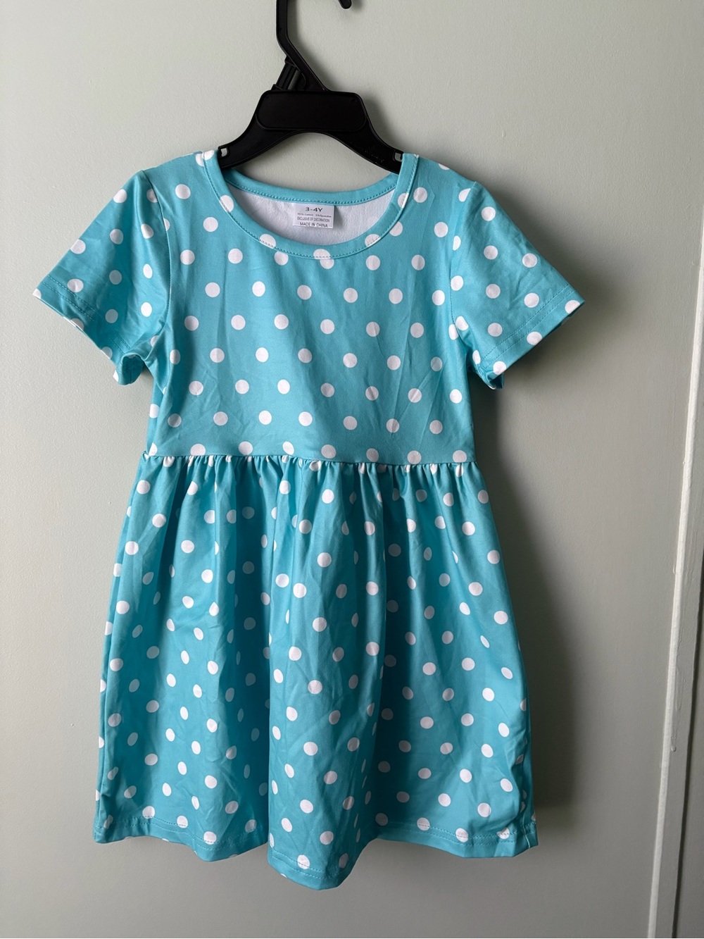 Girls' Polka Dot Aqua Cotton Dress -
